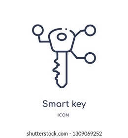 smart key icon from smart house outline collection. Thin line smart key icon isolated on white background.