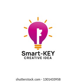 smart key idea logo design template. bulb icon symbol design