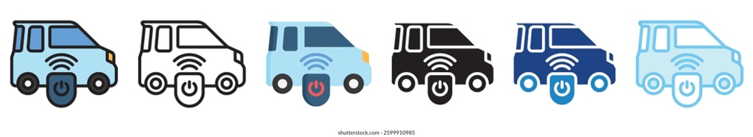 Smart Key multi style, mini illustration icon set. outline, flat, glyph, line color, UI, UX, app and web, digital or print. vector EPS 10 related to EV, electric car, transportation.