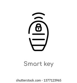 smart key vector line icon. Simple element illustration. smart key outline icon from smart house concept. Can be used for web and mobile