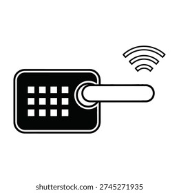 Smart keypad door lock with wireless signal icon displaying secure access technology