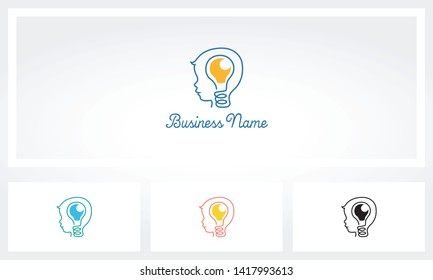 Smart Kid Boy Lightbulb Logo