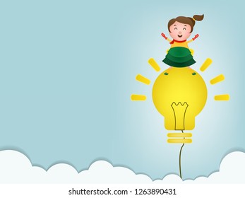 Smart kid with creative idea, Light bulb