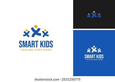 Ilustración de Plantilla de Vector de diseño de logotipo de niños inteligentes