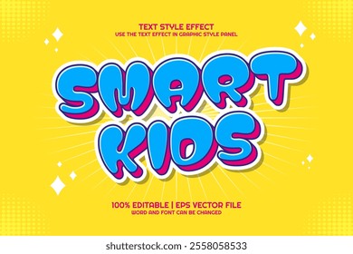 Smart Kids Text Effect Editable 3d Cartoon Style