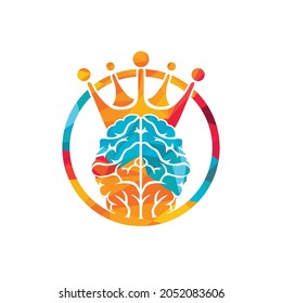 Smart king vector logo design. Human brain with crown icon design.	
