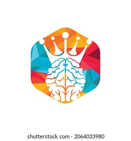 Smart king vector logo design. Human brain with crown icon design.	