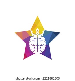 Smart king vector logo design. Human brain with crown icon design.	