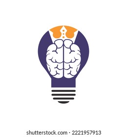 Smart king vector logo design. Human brain with crown icon design.	