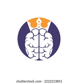 Smart king vector logo design. Human brain with crown icon design.	