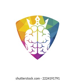 Smart king vector logo design. Human brain with crown icon design.	