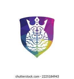 Smart king vector logo design. Human brain with crown icon design.	