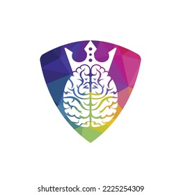 Smart king vector logo design. Human brain with crown icon design.	