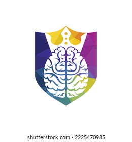 Intelligentes King-Vektorlogo-Design. Menschliches Gehirn mit Kronsymbol-Design.