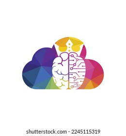 Smart king vector logo design. Human brain with crown icon design.