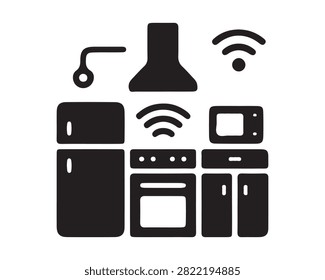 Smart kitchen appliances with wireless connectivity icon appliances wireless
