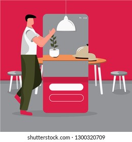 Smart kitchen on the phone. Flat illustration