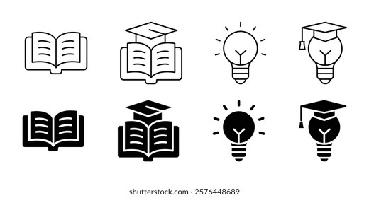 Smart Knowledge Cognition Innovation Icon Set Creative Thinking, Success, Achievement, Light Bulb, Genius Ideas, Outline Signs and More. Perfect for Websites, Apps, and Print Projects.