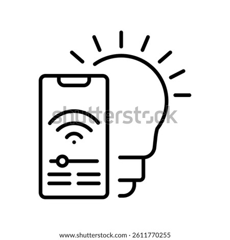 Smart lamp black line icon for digital and print projects.  Minimal clean icons for apps and websites. Modern simple icons for UI UX and branding