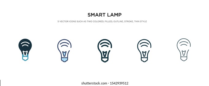 smart lamp icon in different style vector illustration. two colored and black smart lamp vector icons designed in filled, outline, line and stroke style can be used for web, mobile, ui