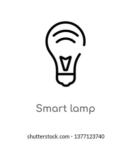 smart lamp vector line icon. Simple element illustration. smart lamp outline icon from smart home concept. Can be used for web and mobile