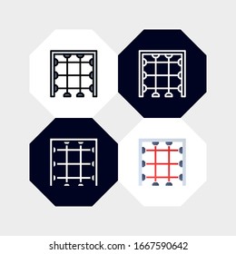 Illustration zur Vektorillustration von Smart Laser Safety Trap Icon Logos. mit vier Stilen, Umriss, gefüllter Umriss, flach und glyph. Vorlage für Website und Unternehmen