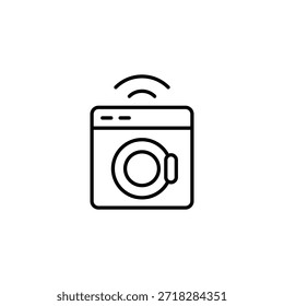 Smart Laundry Washing Machine Outline Icon With Wi-Fi Signal