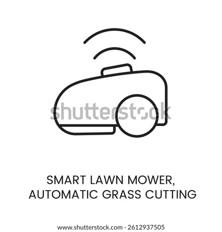 Smart lawn mower icon with editable stroke for automatic grass cutting and garden maintenance