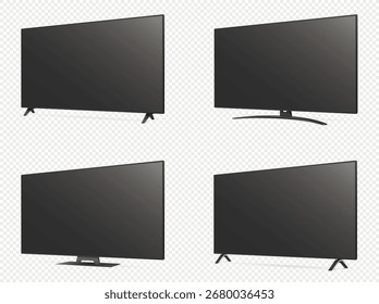 Smart lcd tv, plasma, led tv screen set isolated on transparent background