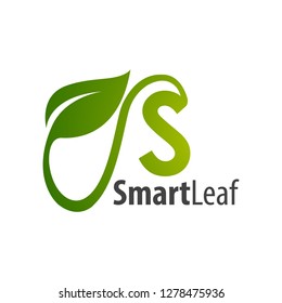 Smart leaf initial letter d logo concept design template idea