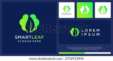 Smart leaf logo design with abstract brain