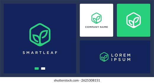 Modelo de design de logotipo de folha inteligente