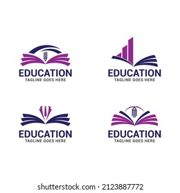 smart learning education book shop store vector logo design template
