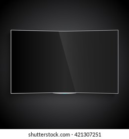 Smart LED Curved TV Mockup Hanging On The Wall