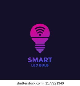 smart led light bulb icon, vector