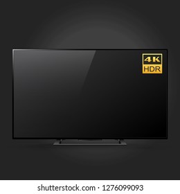Serie de TV LED Ultra HD inteligente aislada en fondo negro, ilustración vectorial