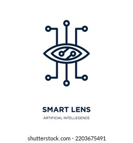 smart lens icon from artificial intellegence and future technology collection. Thin linear smart lens, equipment, lens outline icon isolated on white background. Line vector smart lens sign, symbol 