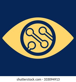 Smart Lens vector icon. Style is flat symbol, yellow color, rounded angles, blue background.