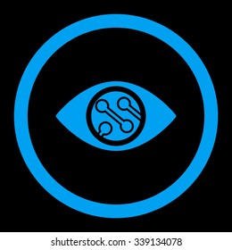 Smart Lens vector icon. Style is flat rounded symbol, blue color, rounded angles, black background.