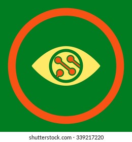 Smart Lens vector icon. Style is bicolor flat rounded symbol, orange and yellow colors, rounded angles, green background.
