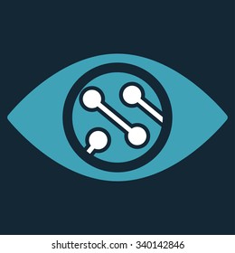 Smart Lens vector icon. Style is bicolor flat symbol, blue and white colors, rounded angles, dark blue background.