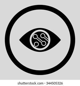 Smart Lens vector icon. Style is flat rounded symbol, black color, rounded angles, light gray background.