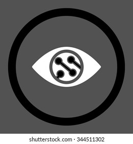 Smart Lens vector icon. Style is bicolor flat rounded symbol, black and white colors, rounded angles, gray background.