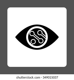 Smart Lens vector icon. Style is flat rounded square button, black and white colors, gray background.