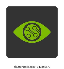 Smart Lens vector icon. Style is flat rounded square button, eco green and gray colors, white background.