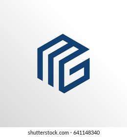 smart letter m and g square logo icon with clean background