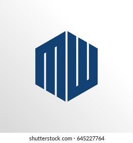 smart letter m and w hexagon logo icon with clean background