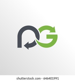 smart letter p and g infinity logo icon with arrow and clean background
