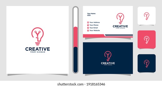 Smart letter Y location logo design and business card Premium Vector