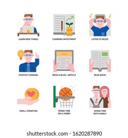 Smart life icons set flat style